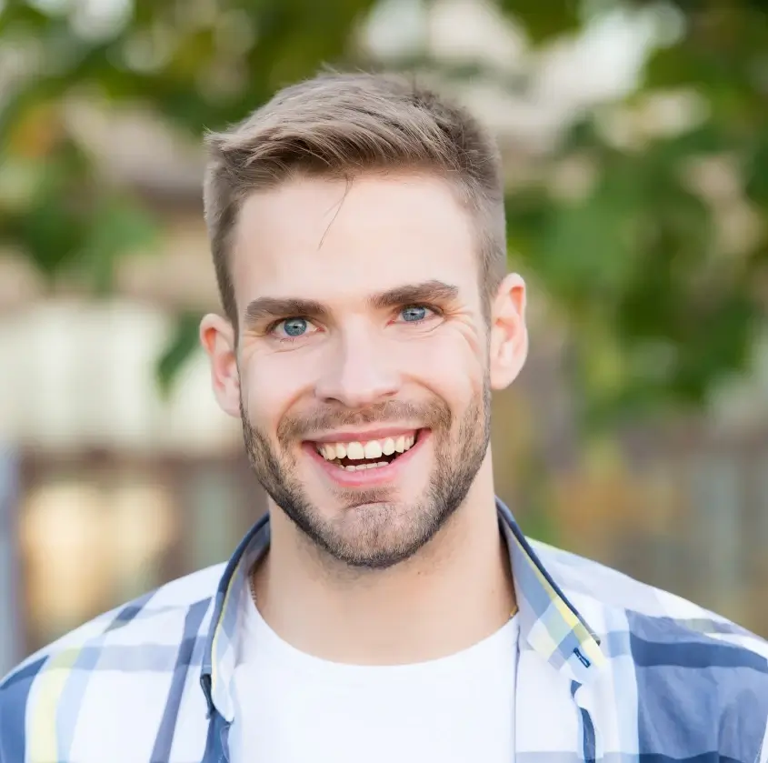 A smiling patient at the dental office